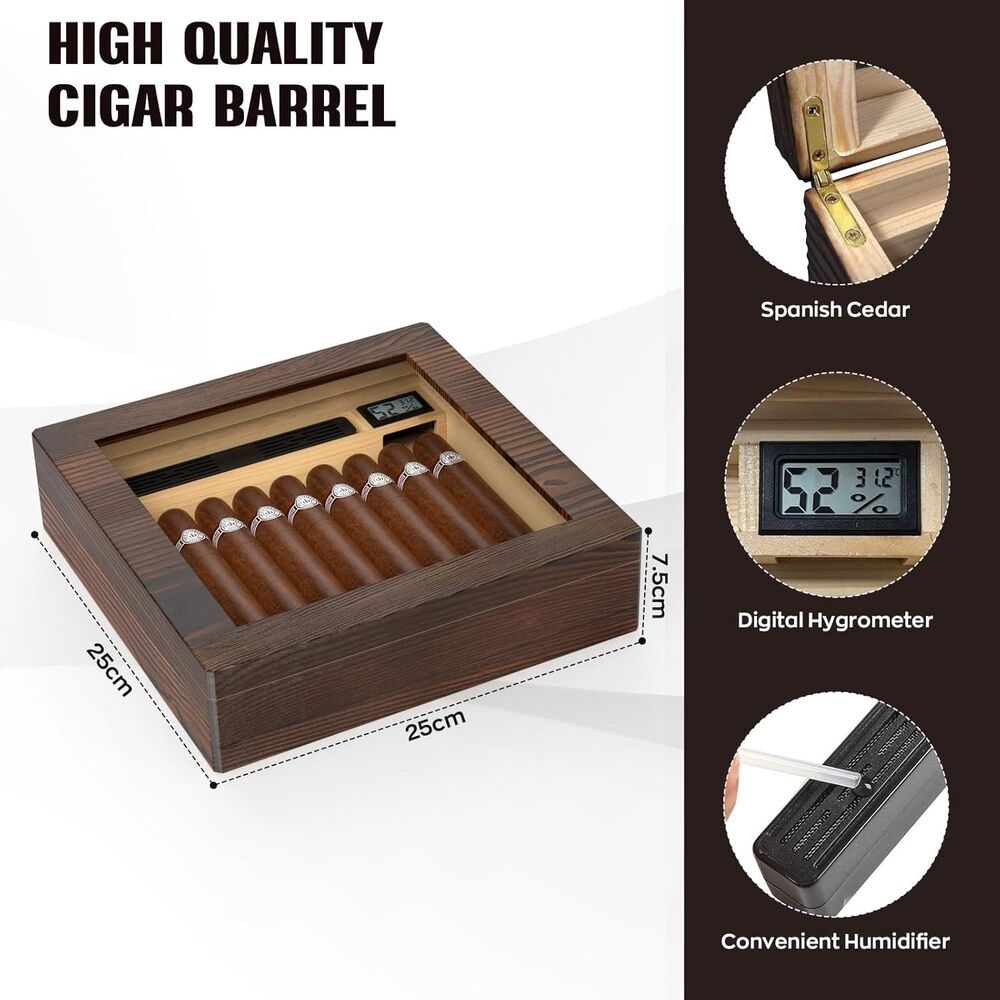 Cigar Humidor Cigar Accessories Set, Cigar Humidor Box with Humidifier Gift
